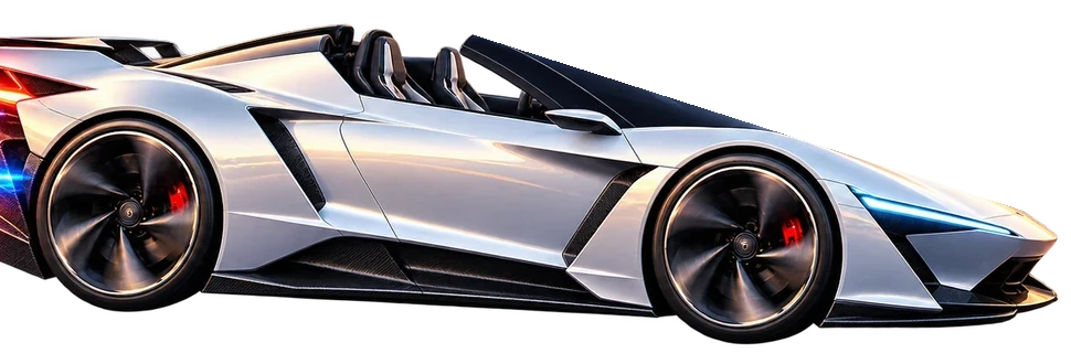 Detailed original silver electric rocket-powered supercar